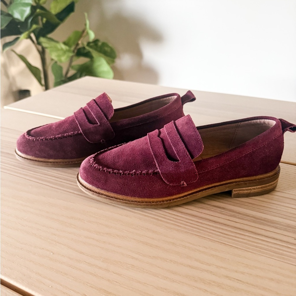 Kelsi Dagger Brooklyn Lens Penny Loafers Garnet Suede Women’s 5.5 Burgundy Wine - Picture 3 of 8